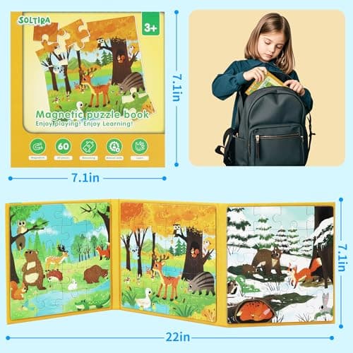 SOLTIRA Magnetic Jigsaw Puzzles for Kids 3-5,(3*20PCS),Spring/Autumn/Winter — view 3
