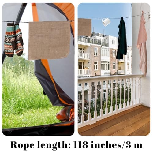Portable Travel Clothesline Compact Lightweight Camping and Travel Clothesline 12 Beads 9.8 Feet for Indoor Hotels Backyard Outdoor Cruise Ships Camping Travels — view 5
