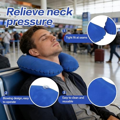 WZHHDM Inflatable Neck Pillow For Travel, 2PCS Inflatable Travel Pillow — view 3