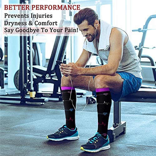 DRESHOW Compression Socks (7 Pairs)15-20 mmHg is Best Graduated Athletic & Medical for Men & Women, Running, Flight, Travels, 7 Pack Multicolour 01, S-M — view 3