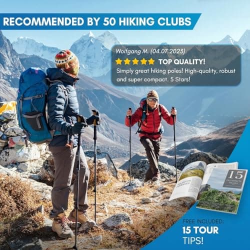 NORDMUT® Foldable Hiking Poles made of Ultralight Aluminum or Carbon – from 1.50 m or 1.65 m – Stable Foldable Hiking Poles with Ergonomic Handles – Compact Pack Size (Carbon / 115-135cm) — view 3