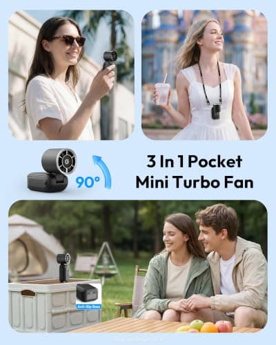 gaiatop Mini Handheld Fan Portable, 3-in-1 Foldable Small Turbo Fans — view 2
