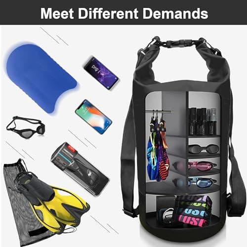 Blackace arteesol Waterproof Dry Bag 5L 10L 20L 30L Waterproof Bag with Long Adjustable Handle for Kayaking Boat Excursion Canoe/Fishing/Rafting/Swimming/Snowboarding — view 5