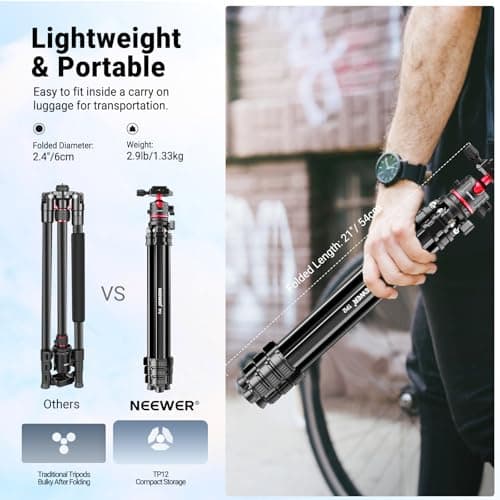 NEEWER BASICS 66.5"/169 cm Travel Tripod for Camera, Lightweight, TP12 — view 2