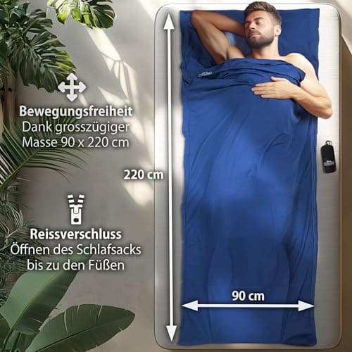 Outdoro Cabin Sleeping Bag - Only 210 g of Innovative Microlight Microfibre - Ultra-Light Travel Sleeping Bag - Small, Thin, and Compact - Lining, Travel Sheet — view 2