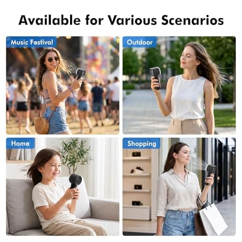 WHATOOK Handheld Fan, 2024 High Speed Cooling Turbo Mini Portable Rechargeable Fan with LED Display/2H Fast charging, Personal Small Stylish 5 Speeds Fan for Man Outdoor Beach Travel Vacation — view 5