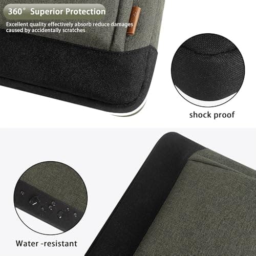 DOMISO 17-17.3 Inch Laptop Sleeve Business Briefcase Laptop Shoulder Bag Compatible with 17" Laptops/ 17.3" HP Pavilion 17/MSI GS73VR Stealth Pro/Dell/Acer/ASUS,Dark Green — view 4