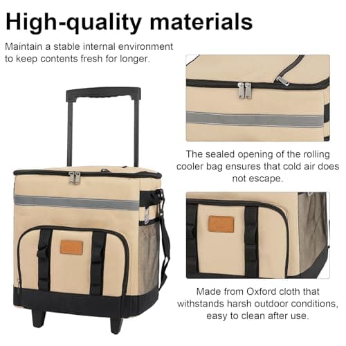 SUNNYNEST 35L Rolling Cooler Bag Insulated Tote Wheels Telescopic Handle — view 4