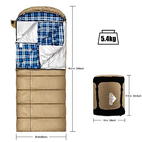 Mcota Winter 0 Degree Canvas Sleeping Bag for Adults, Removable Liner — view 3