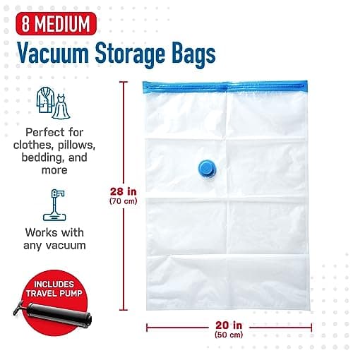 Spacesaver Vacuum Storage Bags for Clothes with Hand Pump, Medium, 8-Pack — view 3