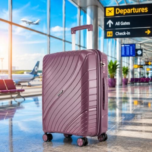 Fly Kite Luggage Carry On Cabin Suitcase 50 x 33 x 19 cm, 18 inch - 100% Polypropylene Hard Shell Aluminium Trolley Handle Real TSA Secure Lock 3 Digit 360° Smooth Detachable Wheels Dark Purple — view 4
