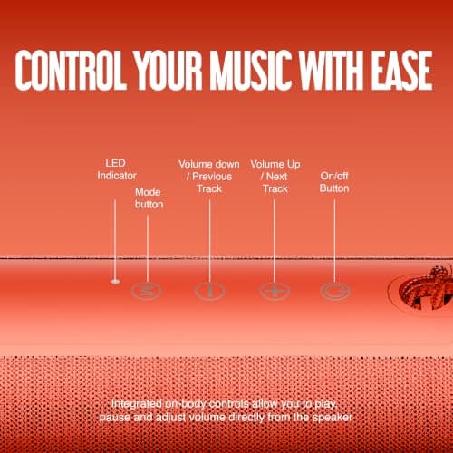 Juice BoomGO Bluetooth Speaker. Wireless Speakers with Bluetooth, 360 Sound and 3 x 2W Speakers. Splashproof, Durable Portable Speaker, Compatible with MP3, Tablet & Mobile Devices - Red — view 4
