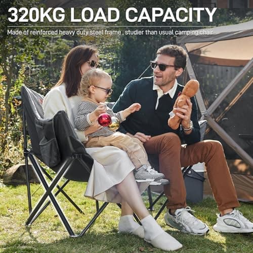 EVER ADVANCED Camping Chair Double for Adults 6cm Padded 320kg Light Grey — view 5
