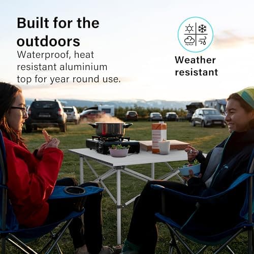 Portable Aluminium Camping Table, Lightweight Outdoor Table Folding Steel Frame with Roll Up Top Carry Bag, Compact Stable Foldable for Garden, Beach, Camping Hiking,Picnic (70 x 70 x 70cm) — view 5