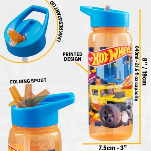 Get Trend Hot Wheels Kids Insulated Lunch Bag 3Pc Set with Bento Lunch Box & 640ml BPA-Free Water Bottle with Straw, Kids Snack Box with Compartments, School Supplies Boys Gifts (Multi Hot Wheels) — view 5