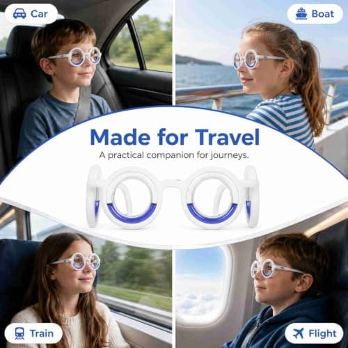 Motion Sickness Glasses, Liquid Ring Lens, Foldable Travel Design, Blue — view 3