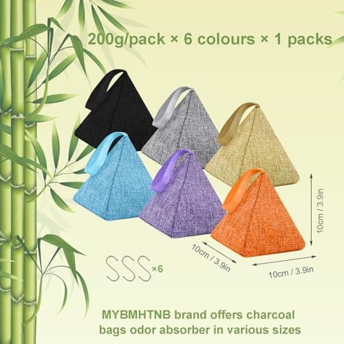 Charcoal Air Purifying Bags 6 Pack×200g Bamboo Charcoal Bags Odor Absorber, for Car Air Fresheners, Odor Eliminator for Home，Shoe Deodorizer - Colorful-Activated Charcoal Odor Absorbers — view 3