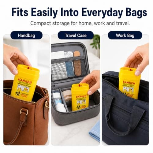 4 Pack Travel Sharps Bin Small - Portable Sharps Box for Needles, 0.2L Each — view 6