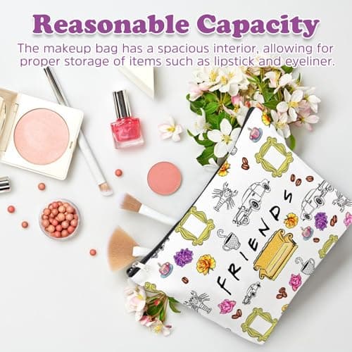 Friendship Gifts, Friends Makeup Bags, Beautiful Cosmetic Bag, Waterproof Linen Travel Toiletry Bag with Zipper, Portable Pouch Bag Gifts for Best Friend Lady Birthday — view 3