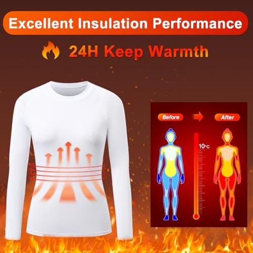 HYCOPROT 4 Pack Women's Thermal Compression Shirts Long Sleeve Fleece Lined Athletic Tops Winter Baselayer Workout Underwear Shirt Warm Wicking Crew Neck Basic Tee Gym Clothing Yoga Running Hiking — view 4