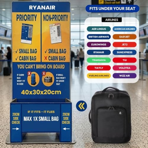 Aerolite 40x30x20 Ryanair Wizz Air Under Seat Backpack Rucksack Bag Black — view 3