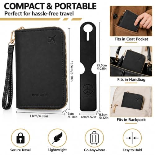 Passport Holder RFID Travel Wallet with Luggage Tag Set for Women & Men — view 2