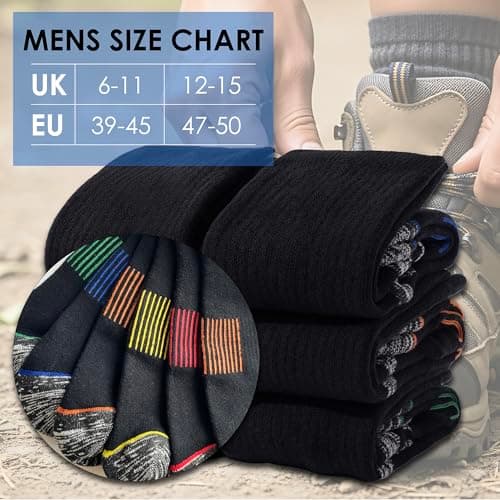 6PK Mens Thermal/Outdoor Socks - UK 6-11/EU 39-45 - Assorted — view 6
