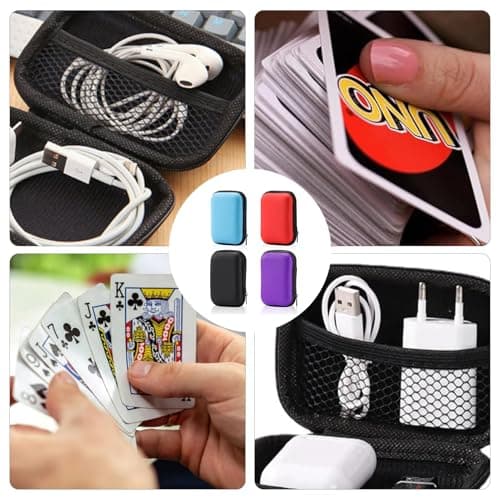 Yuannee Playing Card Storage Kit,4 PCS Expandable Flip Case for Uno Cards Board Games Durable Travel Card Holder with Adjustable Shoulder Strap Portable Multi-Function Organiser Box — view 2