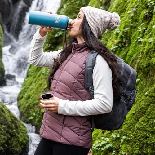 Trail Vacuum Flask with Strap, Camping & Travel, 1000ml, Teal — view 6