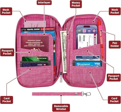 Vinsani Passport Holder Travel Wallet, RFID Blocking Document Organiser — view 3