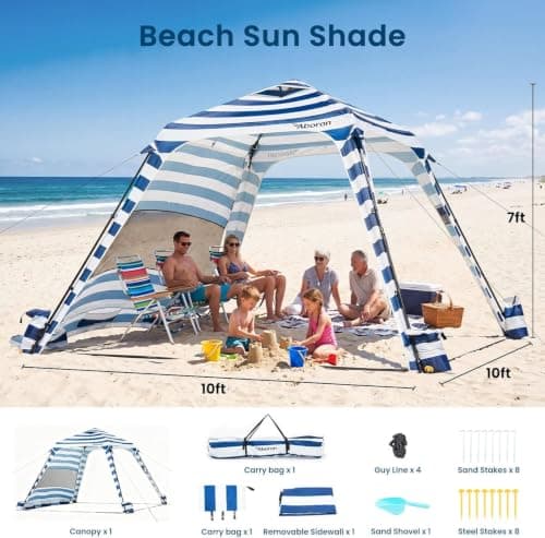 MOPHOTO 10x10 FT Beach Cabana, 100 sq ft Beach Canopy — view 2