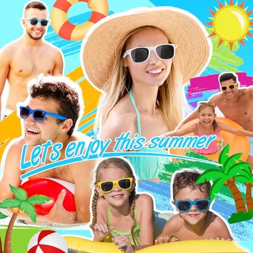 BOUBONI Colorful Party Sunglasses Bulk 20 Packs for Wedding Beach Summer Pool Party Supplies Goodie Bags Stuffers (Mixed 10 Colors, Millimetres, 145) — view 6