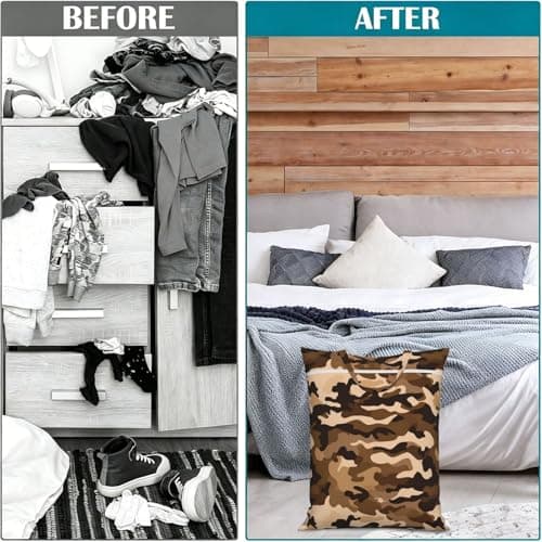 Brown Camouflage Travel Laundry Bag With Handle, 1 Pc Large Waterproof Dirty Clothes Bags With Zipper, Foldable Swimsuit Workout Bag Washable Wet Clothes Storage Organizer For Dorm — view 4