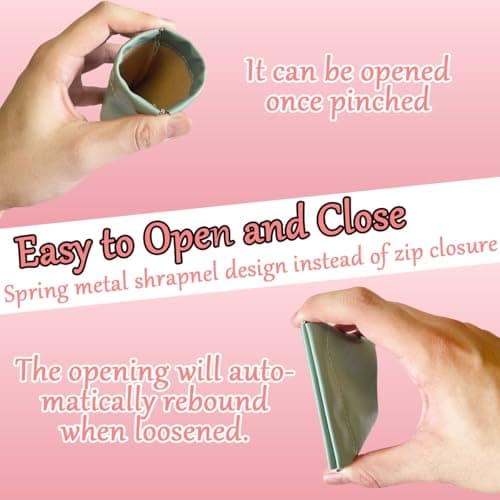 10Pcs Snap Closure Organizer Pouch, XingyLi No Zipper Leather Pocket Cosmetic Bags, Waterproof Portable Mini Makeup Bag, Self Closing Coin Purse Squeeze Travel Pouch for Headphones Jewelry Glasses — view 4