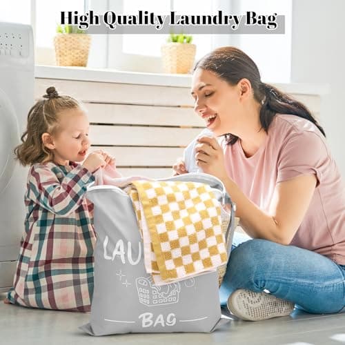 saerryor Travel Laundry Bag,19"x15" Portable Large Laundry Bags with Zipper,Dirty Clothes Bags Perfect for Home,Travel,Holiday,Camping,Caravan,Dormitory — view 4