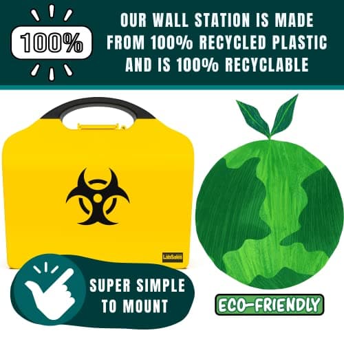 Labsales Wall Mountable Biohazard Spill Clean up kit, Body Fluid Emergency Kit for Vomit, Blood, Sick Urine and Mucus, Bright Stand Out Case Made from 100% Recycled Plastic, Case of 5 Kits — view 5