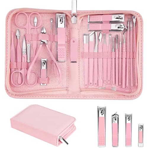 26Pcs Manicure Set Pedicure Kit for Women grooming, Pink