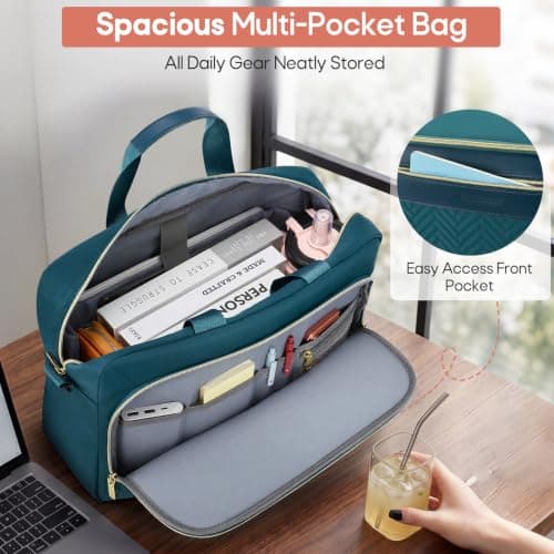 RAINSMORE 17.3 Inch Laptop Bag for Women Water Resistant Briefcase — view 3