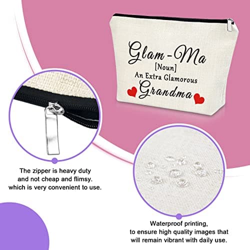 Grandmother Gifts from Granddaughter Grandma Makeup Bag New Grandma to be Gifts Cosmetic Bag Mothers Day Birthday Gifts for Grandma Nana Christmas Retirement Gifts Cosmetic Travel Pouch — view 3