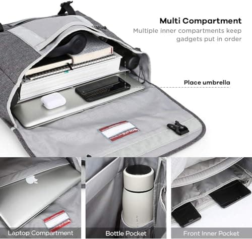 OIWAS Messenger Bags for Mens Shoulder Bag, 15.6 Inch Laptop Satchel Bag Men Bag Anti Theft School Travel Work Grey — view 4