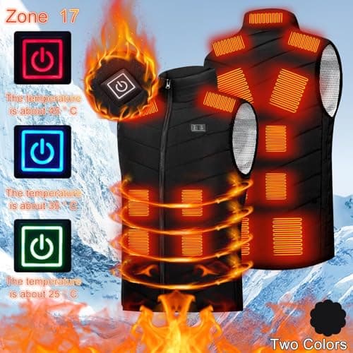 Heated Vest for Men Lightweight Heated Jacket Electric USB Charging Body Warmer Gilet with 17 Heating Zones Winter Heating Clothing for Outdoor Working,Skiing,Hiking,Riding(No Power Bank) — view 2