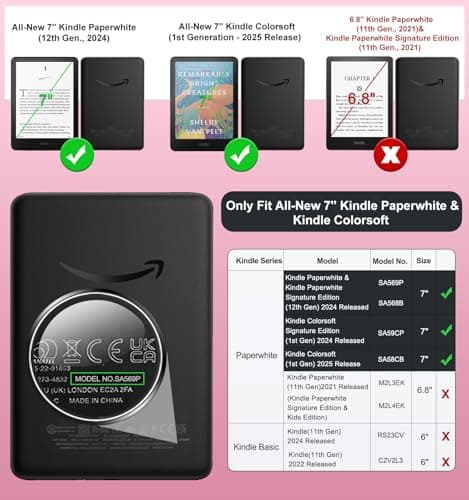 MoKo Case for 7" Kindle Paperwhite 12th Gen & Colorsoft 2024, Glitter Pink — view 2