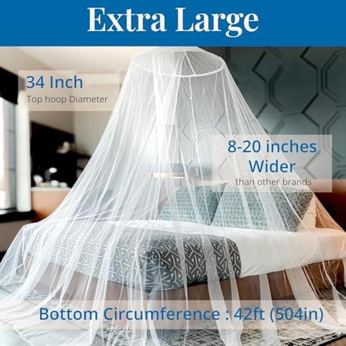 Premium Mosquito Net - California King Size Single Bed Tapered Netting - Extra Wide and Long - Ideal Travel Net - No Chemicals on Net white — view 3