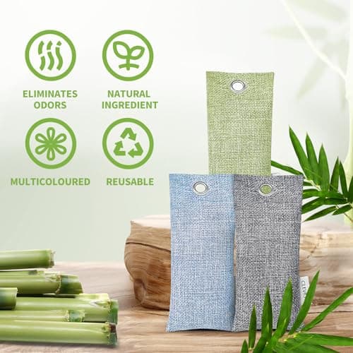 CLEVAST Bamboo Charcoal Air Purifying Bags (6×75g), Removes Odors and Moisture, Nature Fresh Air Purifier Bags, Deodorizer Eliminator, Purifier for Closet, Shoe, Large Room, Car Air freshener — view 3