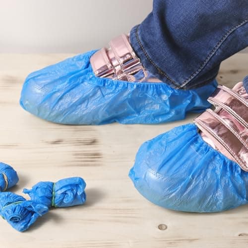 Disposable Shoe Covers Waterproof Overshoes Shoe Protector Covers Shoe Boot Cover Non Slip Plastic Shoes Covers Keeping Shoes Floors Carpets Clean 100 Pcs — view 6