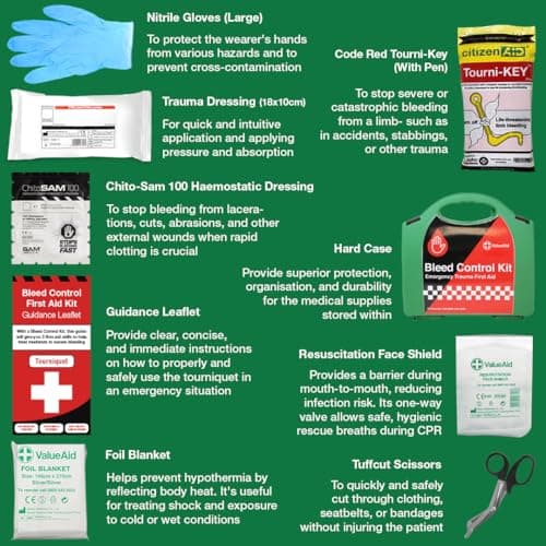 Value Aid Professional Bleed Control Kit with Tourni-Key in Hard Case - First Aid Kit with Haemostatic Dressing & Trauma Bandages - Rapid Response Medical Supplies for Severe Injuries — view 3
