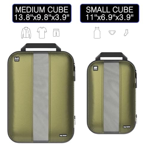 Premium Ultralight Compression Packing Cubes for Travel - Bag Factor Luggage Organizer Set (Double Sided Clean Dirty - Olive Green - 2 Set) — view 5