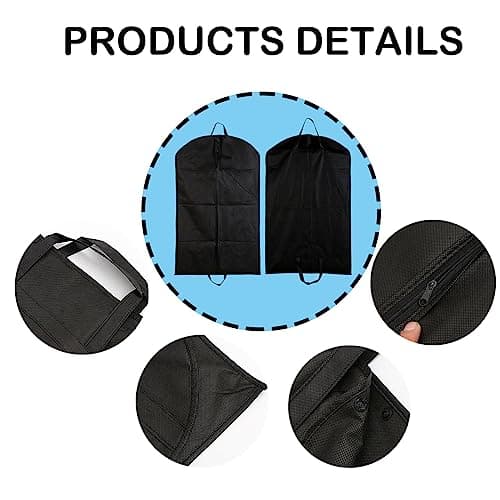 2Pcs Suit Bag,Black Suit Carriers for Men for Travel,Which Dust Cover and Reusable for Suits and Coats,Zipper Garment Bag,Breathable Suit Bag Perfect for Travel or Home. — view 3