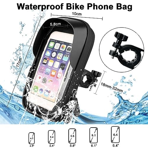 Flintronic Bike Phone Holder - Waterproof 360° Rotating Mount, Touchscreen Compatible Cycling Handlebar Bag for iPhone & Samsung Smartphones up to 6.4'' — view 2