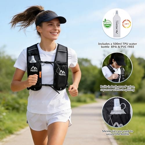 Running Vest Women & Men, Hydration Vest with 500ml TPU Water Bottle, Lightweight Comfortable Running Backpack, 7L Capacity Fits 2L Bladder for Trail Running Cycling Hiking Marathons — view 4